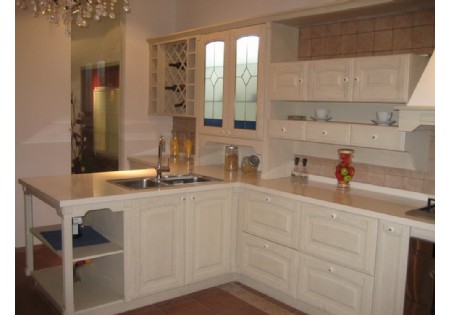 New Model Home Funriture White Solid Wood Kitchen Storage Cabinet (KC-4070)