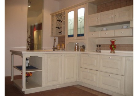 New Model Home Funriture White Solid Wood Kitchen Storage Cabinet (KC-4070)