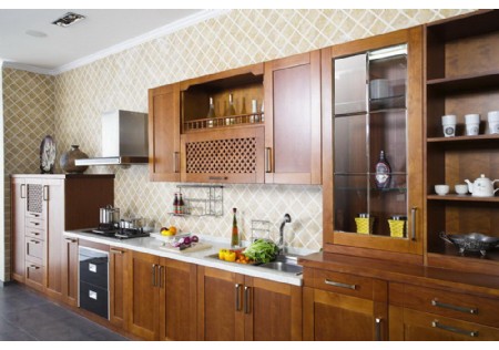 Wood House Prefabricated Furniture Solid Wood Kitchen Set Furniture (KC-4020)