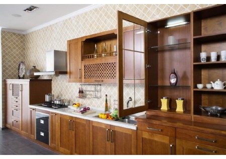 Wood House Prefabricated Furniture Solid Wood Kitchen Set Furniture (KC-4020)