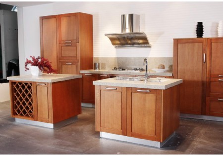 Solid Wood Island Design Furniture High End Kitchen Cabinet With Lazy Susan (KC-4090)